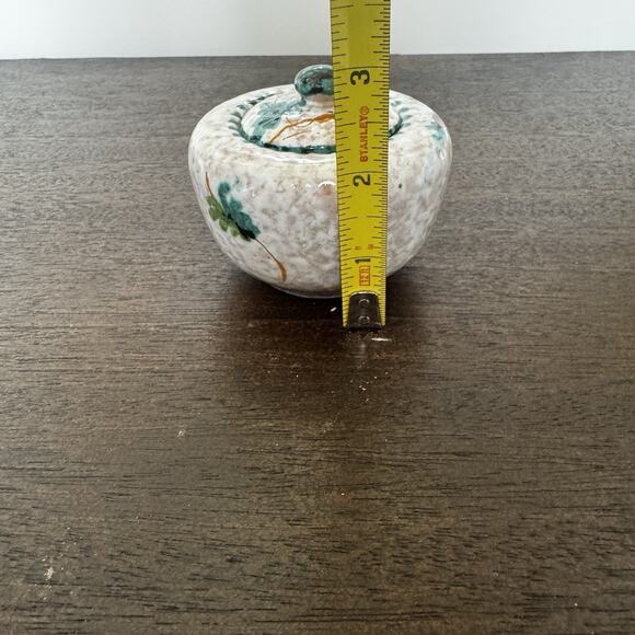 Italian Ceramic Sugar Bowl & Lid Hand Painted Signed Italy Floral Trinket Box 3" - Picture 15 of 16